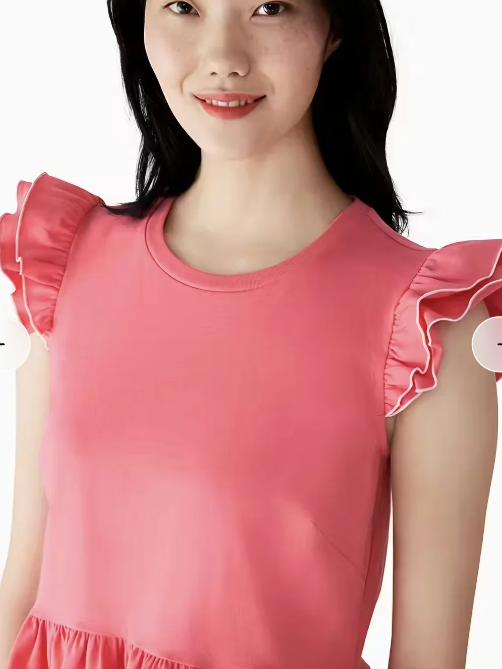 Kate Spade New York Cotton Peplum Ruffle Sleeve Tee Deep Dahlia Pink - S
